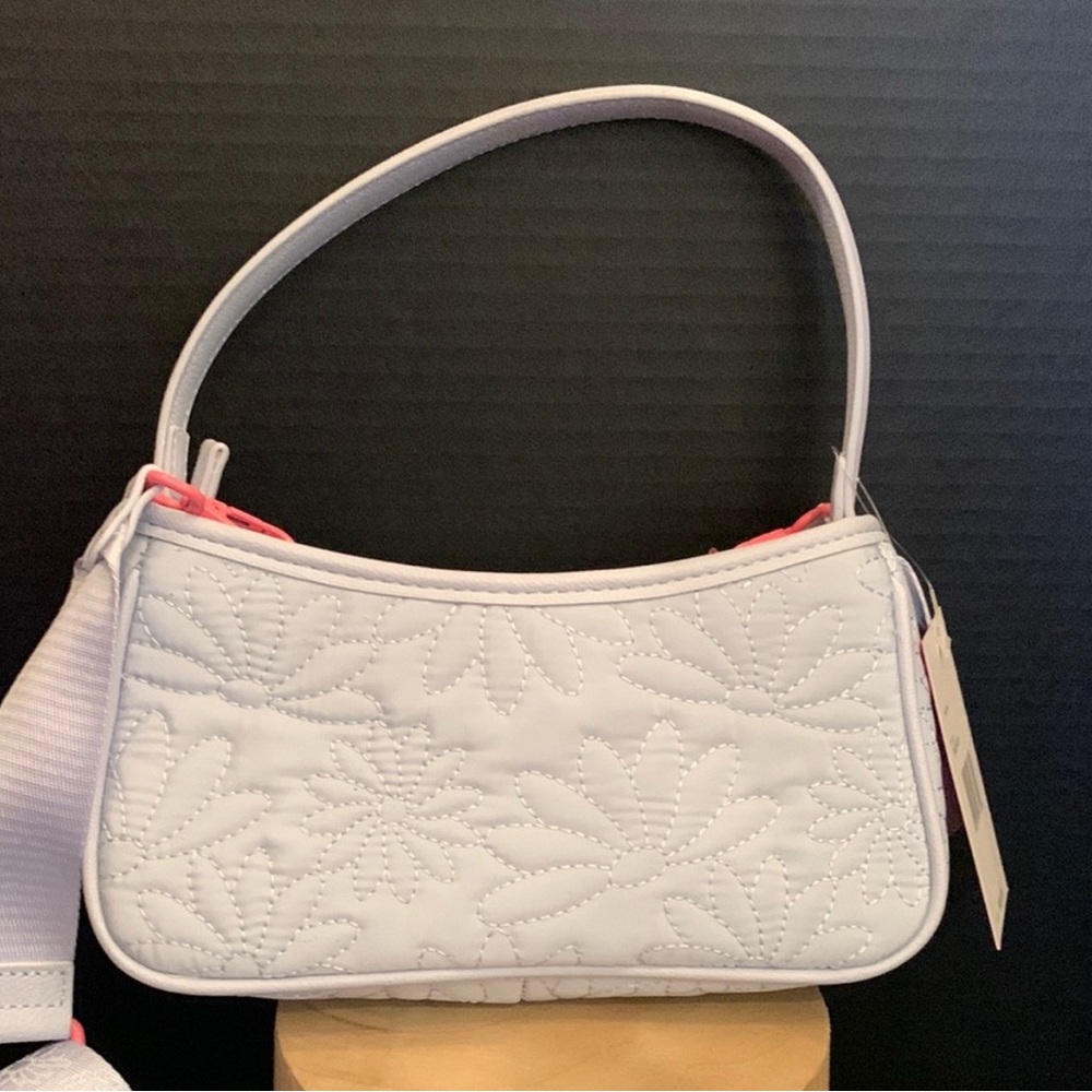 Betsey Johnson Blue Quilted Crossbody Handbag with Floral Embellishments - Picture 6 of 12